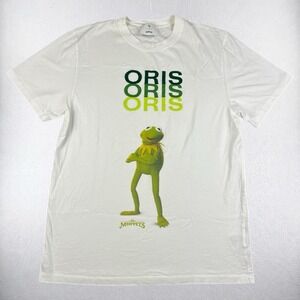 Oris T-Shirt Mens Large White Kermit The Frog Muppets Organic Cotton Graphic Tee